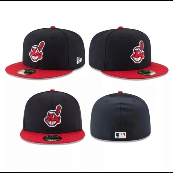 NEW ERA - MLB Baseball Hat - Cleveland Indian 59FIFTY Fitted Cap - Navy/Red - Picture 3 of 6